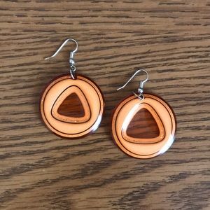 Orange triangle and circle shaped earrings